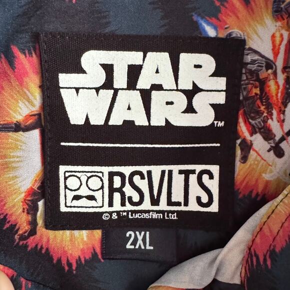 RSVLTS Star Wars A Real Mandalorian Hero Button Down Short Sleeve Shirt 2XL - Picture 2 of 5